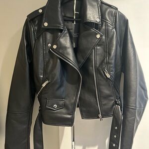 Stylish Black faux Leather Moto Jacket